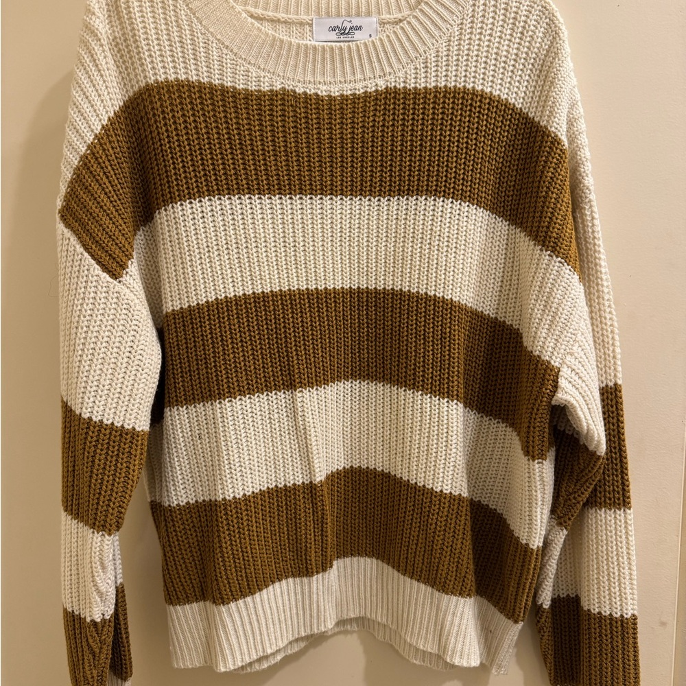 Carly Jean Los Angeles Mustard Striped Sweater